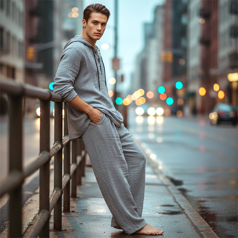 Men's Hooded Casual Loose Top & Trousers 2-Piece Set