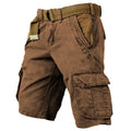 Men's Casual Multi‑Pocket Cargo Shorts Vintage Washed Outdoor Summer Work Shorts