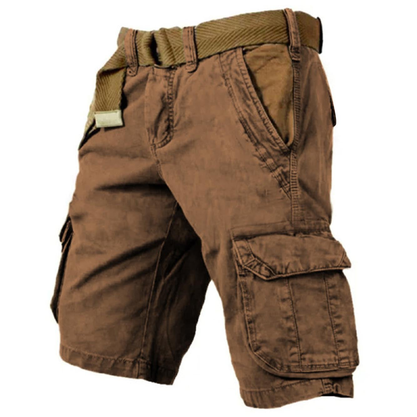 Men's Casual Multi‑Pocket Cargo Shorts Vintage Washed Outdoor Summer Work Shorts